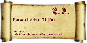 Mendelsohn Milán névjegykártya